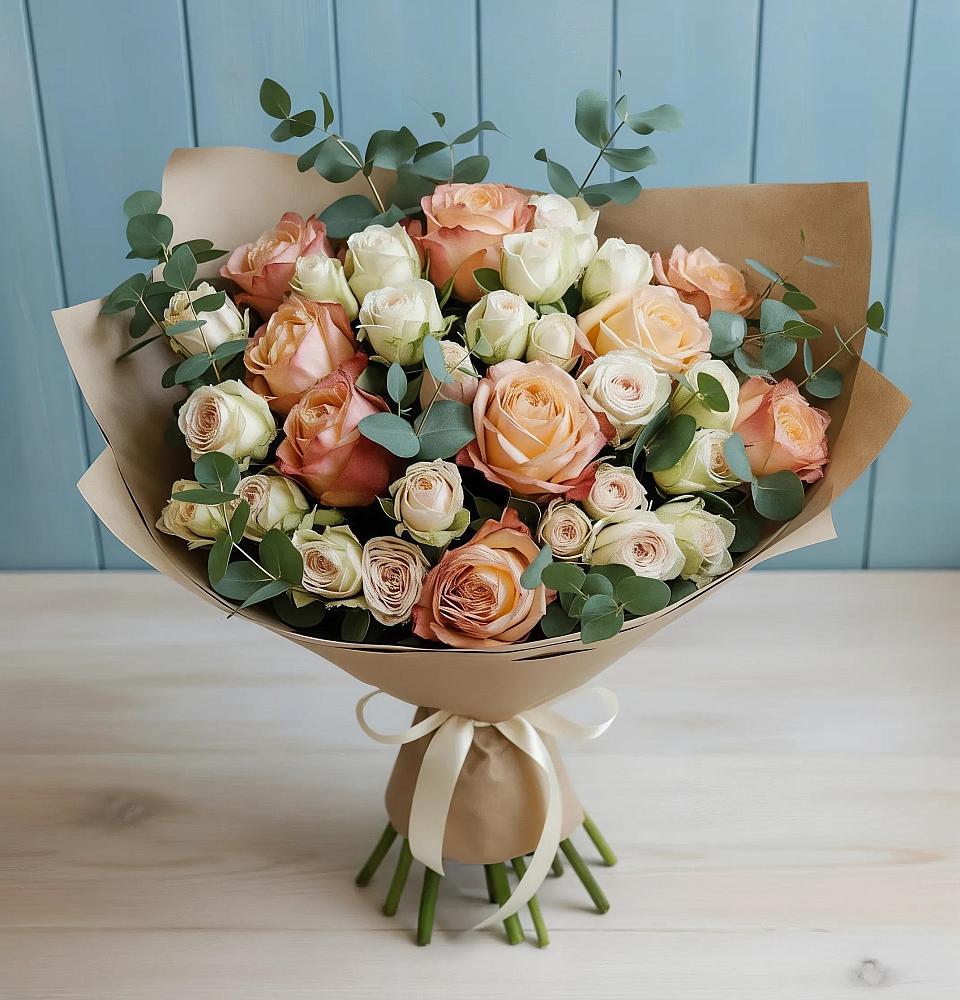 Букет цветов из: Альстромерии и Розы в Берёзовской