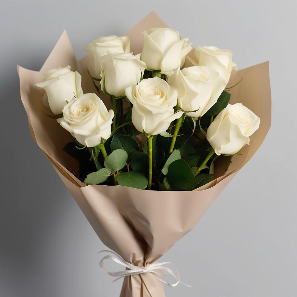 Букет 9 Белых роз Эдлесс Лав в Берёзовской