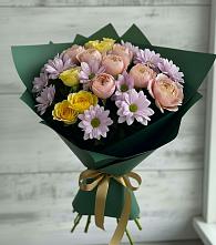 Букет цветов из:  Хризантемы и Розы в Берёзовской