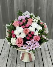 Букет цветов из:  Альстромерии, Гвоздики, Розы и Хризантемы #REPLACE_PRED# Берёзовской