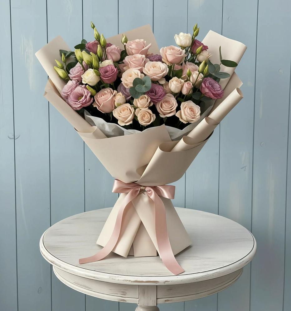 Букет цветов из: Розы и Лизиантусы в Берёзовской