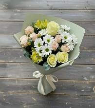 Букет цветов из:  Альстромерии, Розы и Хризантемы в Берёзовской