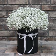 Цветочная композиция из Гипсофила в шляпной коробке в Берёзовской