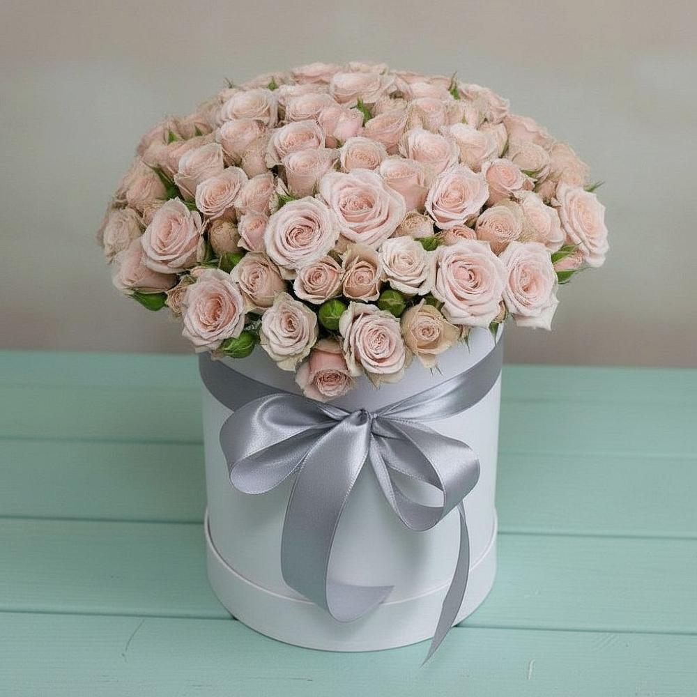 Цветочная композиция из Розы в шляпной коробке в Берёзовской